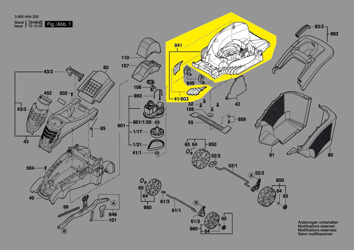 carter tondeuse réf. F 016 104 399 BOSCH